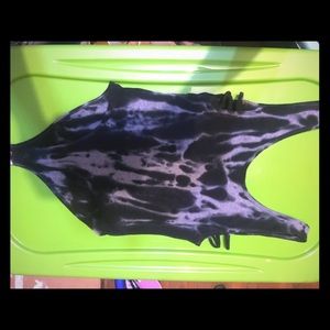 Black and grey tie dye bodysuit